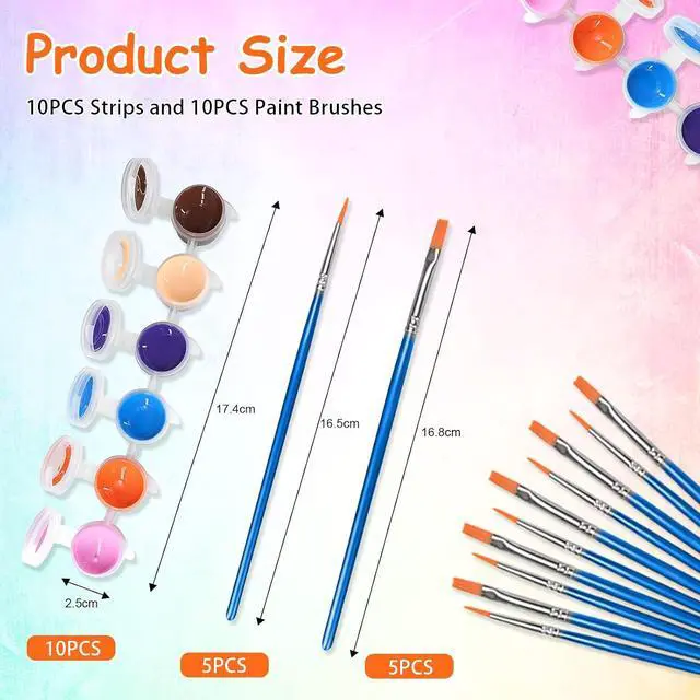 Alt view image 3 of 6 - 5 Pack Mini Acrylic Paint Set,12 Colors Acrylic Paints Strips for Adults Craft Paint,70 PCS Painting Kit Container Strips Storage, Perfect for Home Birthday Party Favors