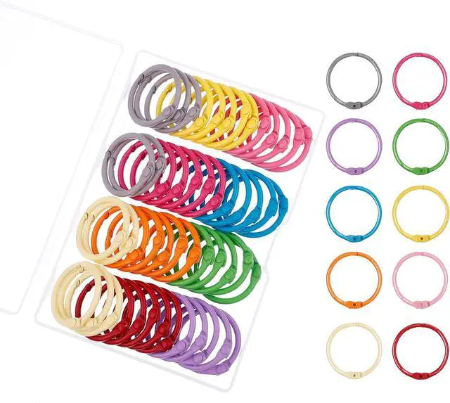 Main image of Antner 50PCS Metallic Binder Rings 1 Inch Colorful Loose Leaf Rings for Index Cards, Metal Steel Book Rings Keychain Key Rings Notebook Rings for School Office Home, 10 Colors