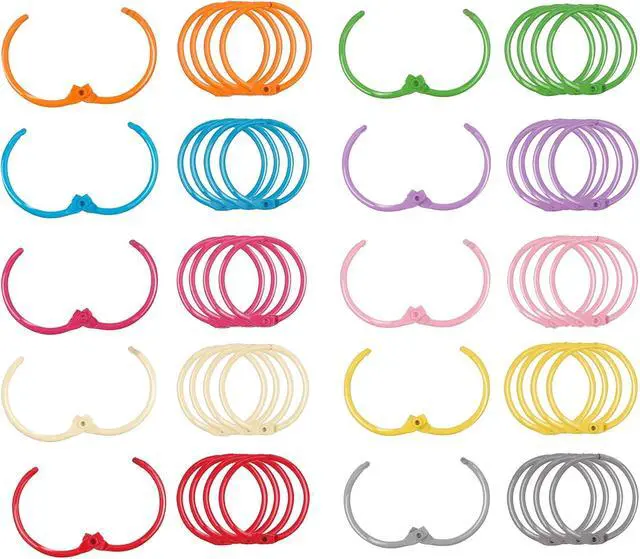 Alt view image 2 of 7 - Antner 50PCS Metallic Binder Rings 1 Inch Colorful Loose Leaf Rings for Index Cards, Metal Steel Book Rings Keychain Key Rings Notebook Rings for School Office Home, 10 Colors