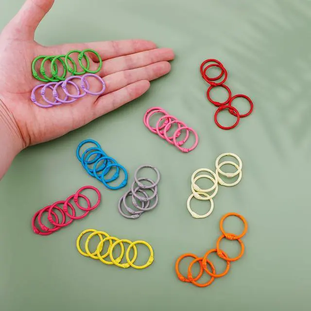 Alt view image 6 of 7 - Antner 50PCS Metallic Binder Rings 1 Inch Colorful Loose Leaf Rings for Index Cards, Metal Steel Book Rings Keychain Key Rings Notebook Rings for School Office Home, 10 Colors