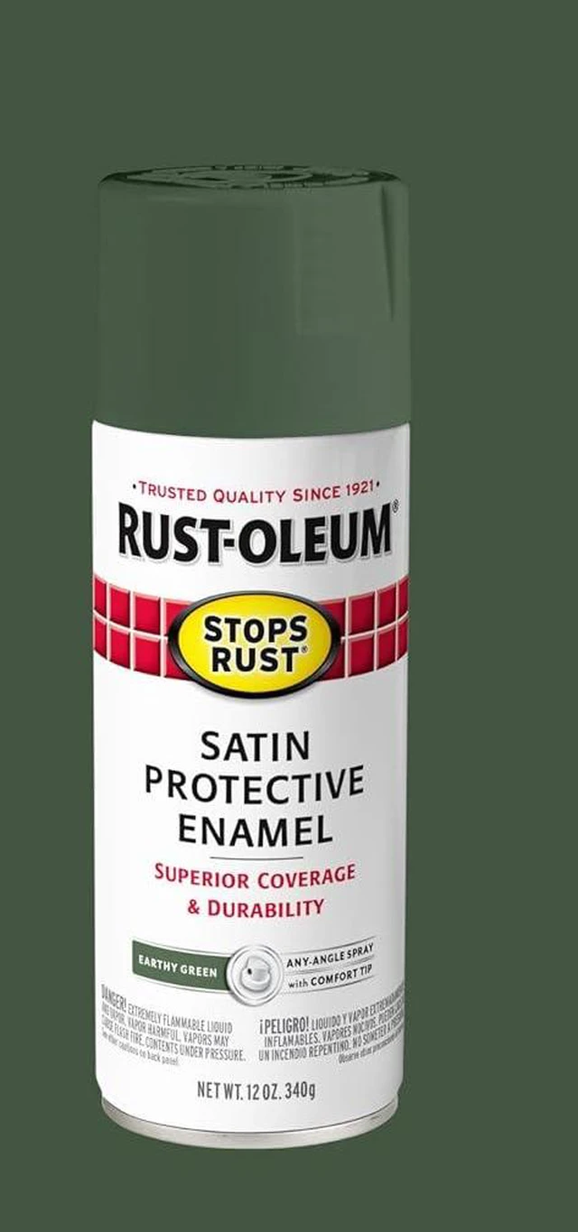 Alt view image 2 of 7 - Stops Rust Spray Paint, Satin Earthy Green | Rust Resistant, Indoor and Outdoor, Beautiful Finish on Metal, Wood and More, Sprays from Any Angle, 12 oz