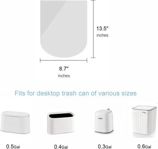 Alt view image 2 of 6 - Mini Trash Bags for Mini Desktop Wastebasket,105 Count Total | 7 Rolls White Trash Bags for Desktop Wastebasket of Various Sizes