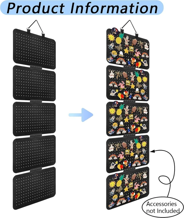 Alt view image 3 of 7 - Hanging Enamel Lapel Pin Organizer with 5 Loose-leaf Board Pieces, Removable Hanging Brooch Pin Storage Display Pages, Enamel Pin Display Panels for at Least 210 Pins (Removable)
