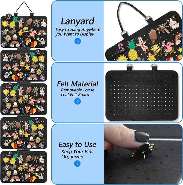 Alt view image 4 of 7 - Hanging Enamel Lapel Pin Organizer with 5 Loose-leaf Board Pieces, Removable Hanging Brooch Pin Storage Display Pages, Enamel Pin Display Panels for at Least 210 Pins (Removable)