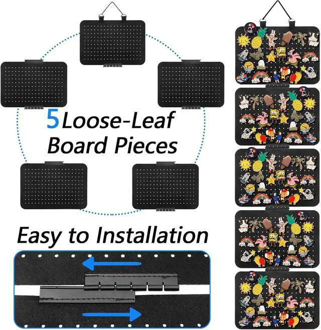 Alt view image 5 of 7 - Hanging Enamel Lapel Pin Organizer with 5 Loose-leaf Board Pieces, Removable Hanging Brooch Pin Storage Display Pages, Enamel Pin Display Panels for at Least 210 Pins (Removable)