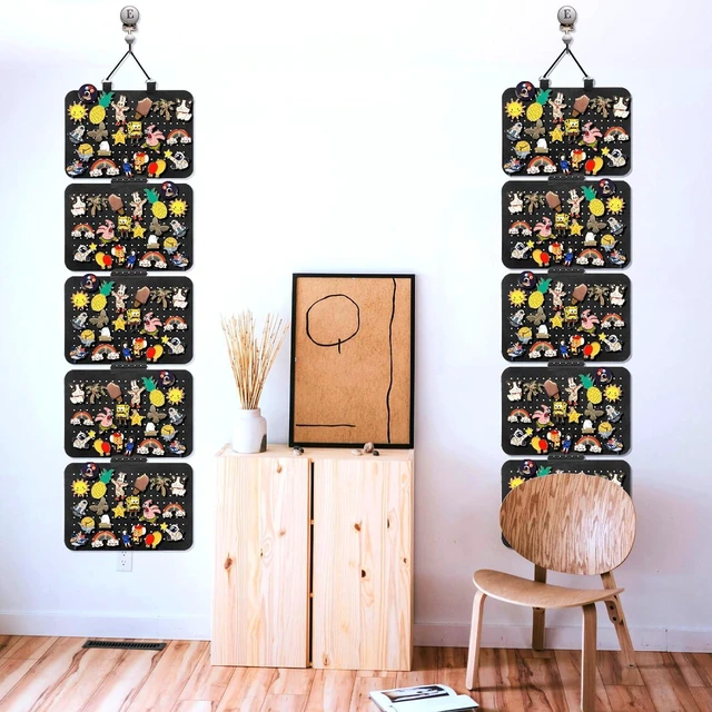Alt view image 6 of 7 - Hanging Enamel Lapel Pin Organizer with 5 Loose-leaf Board Pieces, Removable Hanging Brooch Pin Storage Display Pages, Enamel Pin Display Panels for at Least 210 Pins (Removable)