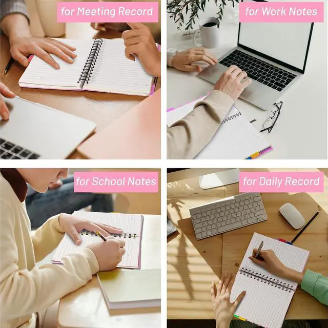 Alt view image 6 of 7 - 5 Subject Notebook, Small Spiral Notebook with Tabs, 6'' x 8'' | Removable Dividers, 180° lay-flat, Portable, College Ruled, 240 Pages Note book, for School Work, Pink