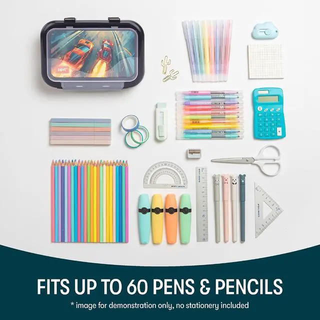 Alt view image 5 of 7 - Recycled Plastic Pencil Box for Boys, 2-Compartment Case, Race Car