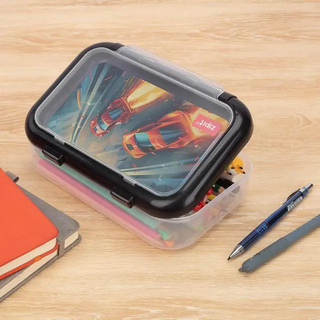 Alt view image 7 of 7 - Recycled Plastic Pencil Box for Boys, 2-Compartment Case, Race Car