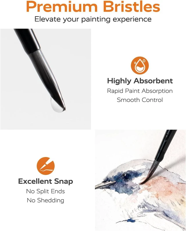 Alt view image 6 of 7 - JUSART Miniature Paint Brushes 12 PCS, Fine Tip Model Paint Brushes, Black | Fine Paint Brushes for Detail, Fine Detailing for Model Painting - Acrylic, Watercolor, Oil, Rock Painting & Paint by Numbe
