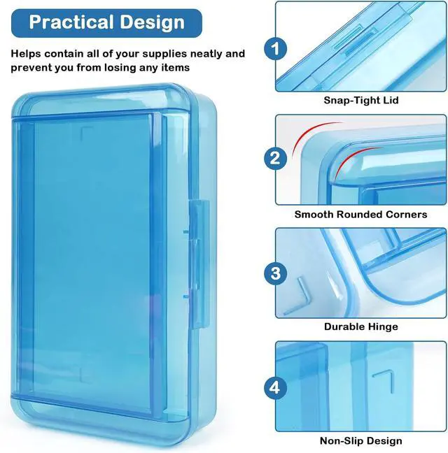 Alt view image 4 of 7 - Plastic Pencil Box, Large Capacity Pencil Case, Pencil Boxes | Double Layer for Kids Adults,Colored Pencil Case,Hard Crayon Box Storage with Snap-Tight Lid for School Office Supplies(Blue)
