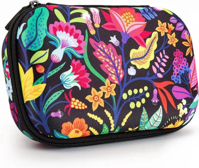 Main image of Flowers Pencil Case for Girls, Cute Aesthetic Pencil Box for School | Large capacity hard shell pencil box, machine washable, secure zipper closure, holds 60 pens & pencils, crack-proof material