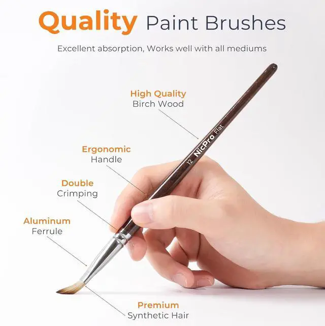 Alt view image 2 of 7 - 12PCS Artist Paint Brush Set, Paint Brushes for Acrylic Painting | Craft Paintbrushes for Oil Watercolor Gouache, Tempera, Face Body, Fabric, Model, Art Supplies for Artists Beginners (Wood)
