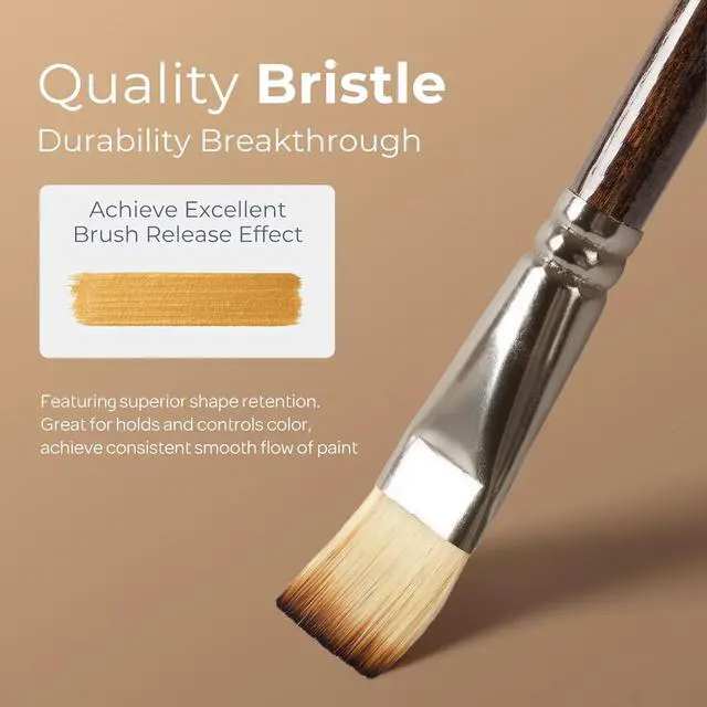 Alt view image 3 of 7 - 12PCS Artist Paint Brush Set, Paint Brushes for Acrylic Painting | Craft Paintbrushes for Oil Watercolor Gouache, Tempera, Face Body, Fabric, Model, Art Supplies for Artists Beginners (Wood)
