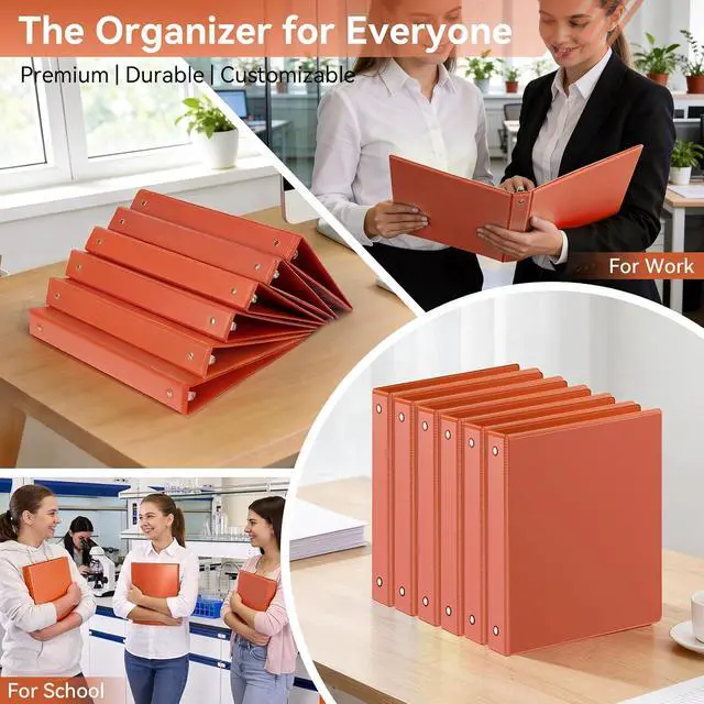Alt view image 7 of 7 - 1 Inch 3 Ring Binder, Clear 1'' View Presentation Binders with 2 Pockets, Fits 8.5 x 11 Letter Size, Durable Polypropylene, Non-Stick & PVC-Free for School, Office & Home (Orange)