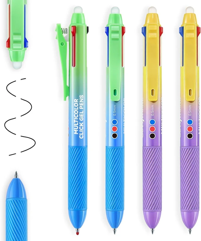 Main image of Erasable Gel Pens, 3 Colors Erasable Pens 4-Pack, Make Mistakes Disappear, 0.5mm Fine Point, Writing Instruments for School Supplies, Office, Note Taking, Journaling & Planning
