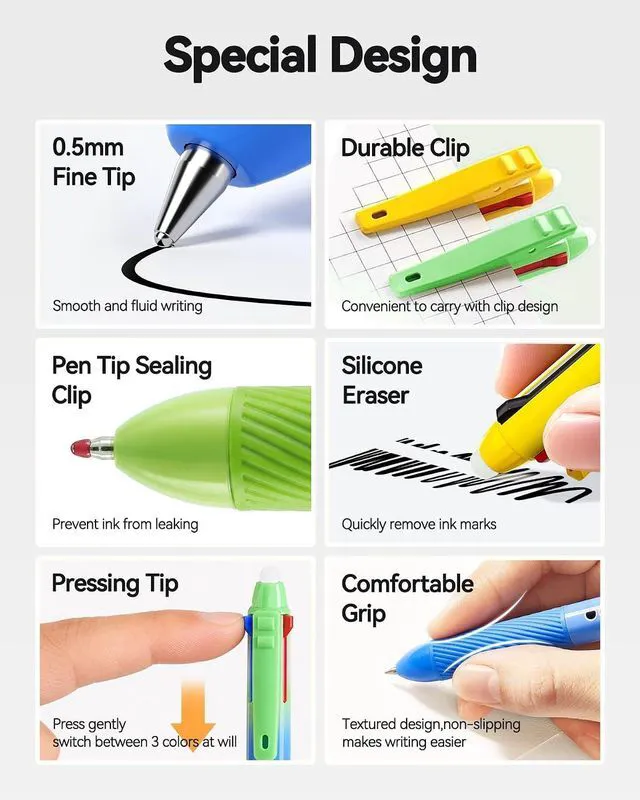 Alt view image 6 of 7 - Erasable Gel Pens, 3 Colors Erasable Pens 4-Pack, Make Mistakes Disappear, 0.5mm Fine Point, Writing Instruments for School Supplies, Office, Note Taking, Journaling & Planning