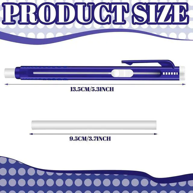 Alt view image 3 of 7 - 12 Pieces Retractable Mechanical Eraser Pen Bulks, Solid Blue