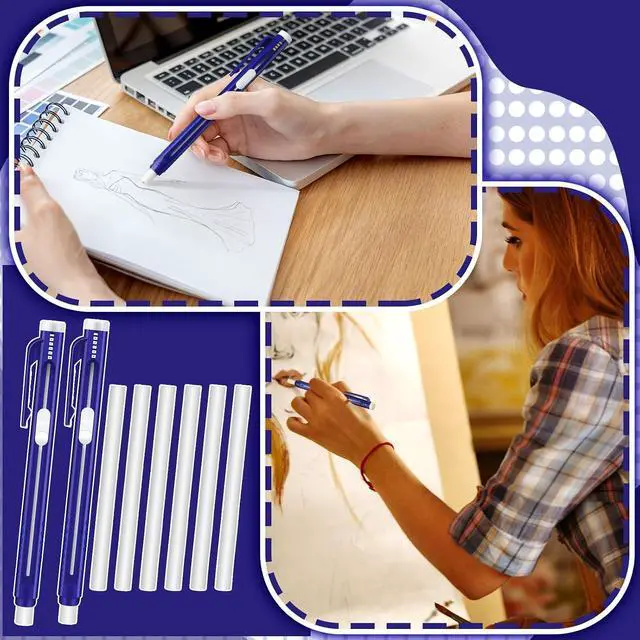 Alt view image 5 of 7 - 12 Pieces Retractable Mechanical Eraser Pen Bulks, Solid Blue