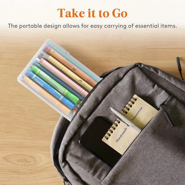 Alt view image 6 of 7 - Plastic Pencil Box with Snap-tight Lid, 2 Pack | Large Capacity Hard Pencil Case Holder, Craft Organizer for Art Supply, Office, College, Classroom Must Have