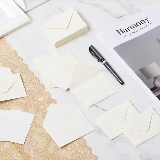 Alt view image 5 of 7 - 100 Pack 4 x 2.75" Mini Envelopes 120GSM Cream Gift Card Envelopes Bulk Small Paper Gift Card Sleeves Greeting Card Business Card Tiny Envelope Pockets for Card & Invitation