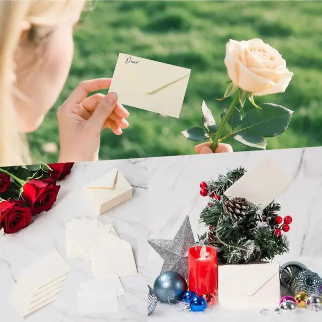 Alt view image 6 of 7 - 100 Pack 4 x 2.75" Mini Envelopes 120GSM Cream Gift Card Envelopes Bulk Small Paper Gift Card Sleeves Greeting Card Business Card Tiny Envelope Pockets for Card & Invitation