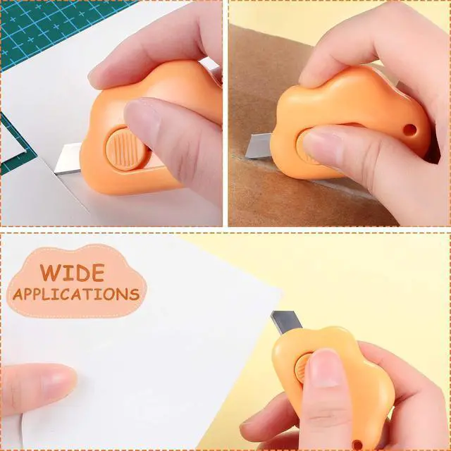 Alt view image 6 of 7 - 6 Pieces Mini Cloud Letter Opener Retractable, Small Cute Box Cutter Keychain, Tiny Utility Retractable Knives Letter Opener for Envelope Package Carton Portable Key Chain Hole Slitter School