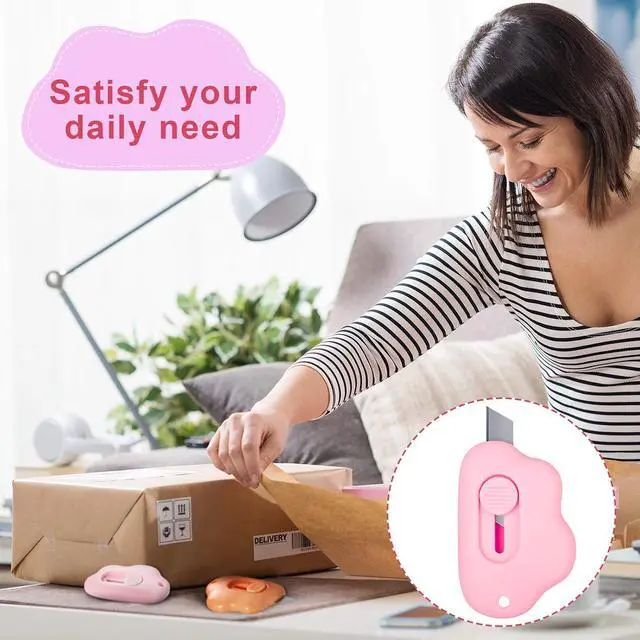 Alt view image 7 of 7 - 6 Pieces Mini Cloud Letter Opener Retractable, Small Cute Box Cutter Keychain, Tiny Utility Retractable Knives Letter Opener for Envelope Package Carton Portable Key Chain Hole Slitter School