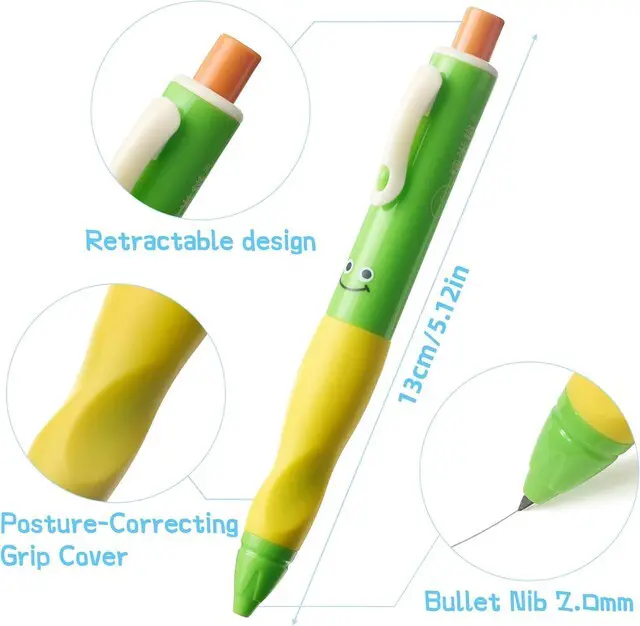 Alt view image 2 of 7 - 8 Pack 2.0mm HB Kids Mechanical Pencils, Break-Resistant Thick Lead