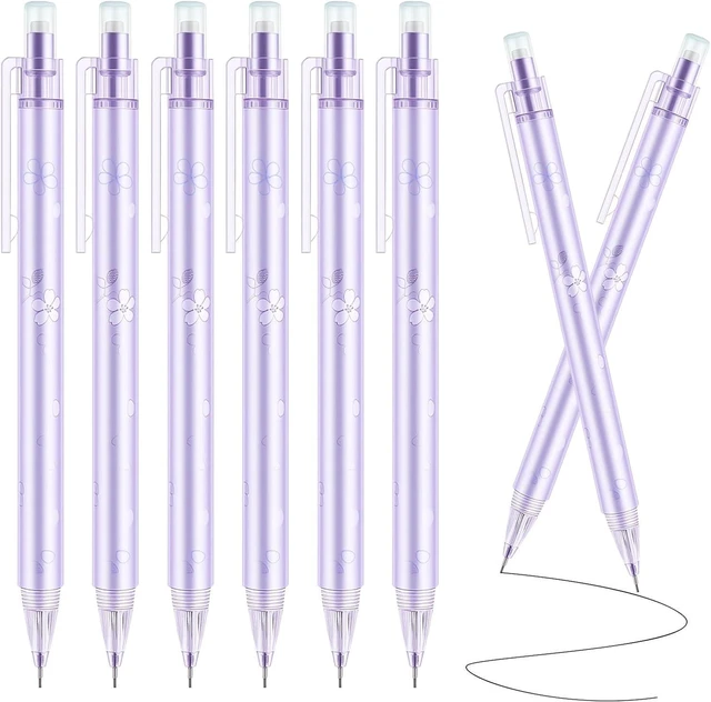 Main image of 6Pcs Purple Cherry Blossom Mechanical Pencils, 0.5mm & 0.7mm Pencils