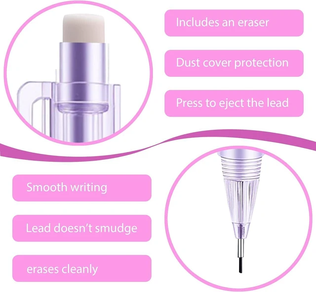 Alt view image 4 of 7 - 6Pcs Purple Cherry Blossom Mechanical Pencils, 0.5mm & 0.7mm Pencils