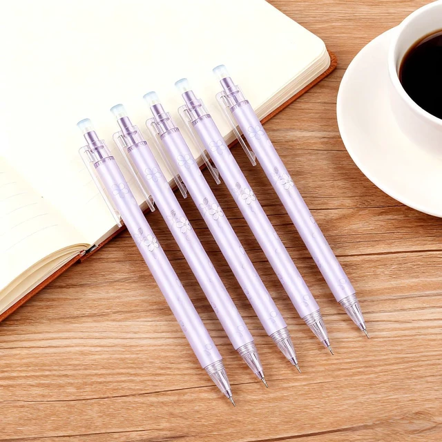 Alt view image 6 of 7 - 6Pcs Purple Cherry Blossom Mechanical Pencils, 0.5mm & 0.7mm Pencils