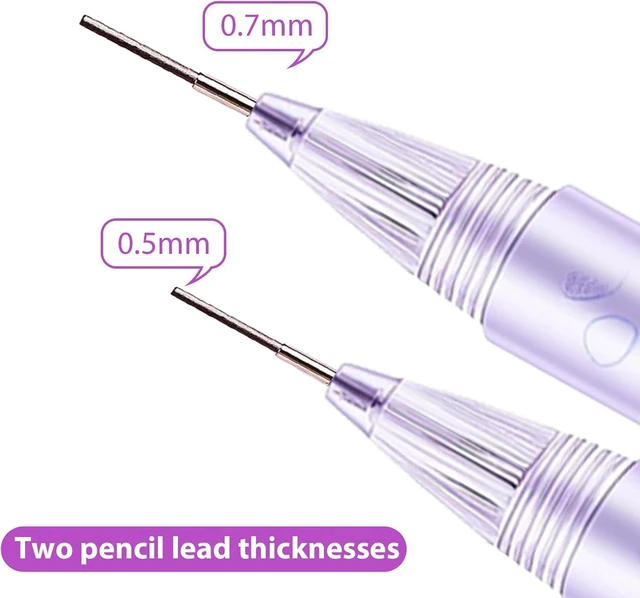 Alt view image 5 of 7 - 6Pcs Purple Cherry Blossom Mechanical Pencils, 0.5mm & 0.7mm Pencils