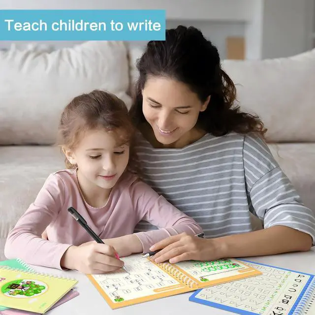 Alt view image 6 of 7 - Grooved book magic pens for kids disappearing ink pens and reusable grooved handwriting practice or grooved writing books for kids 3-5, children magic copy books, invisible ink pen refills.