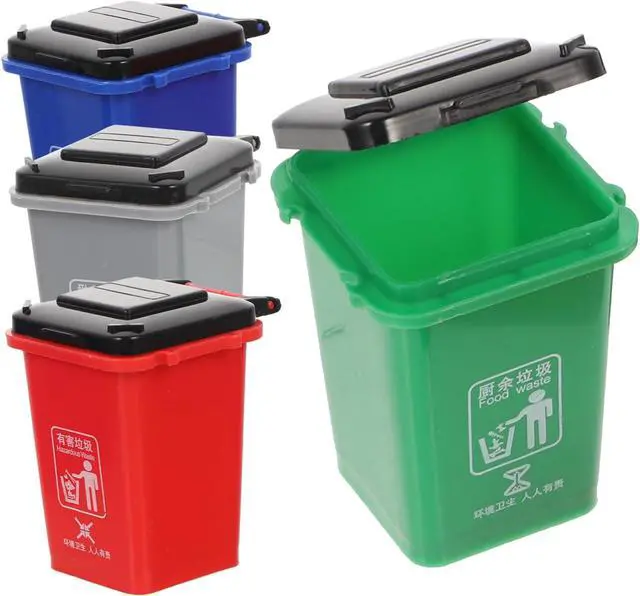 Main image of 4pcs Mini Trash Can Simulation Trash Bin Kids Trash Can Toys Simulation Trash Cans Learning Toy Photo Prop Kids Toy Sorting Garbage Bin Teen Girl Kids Early Education
