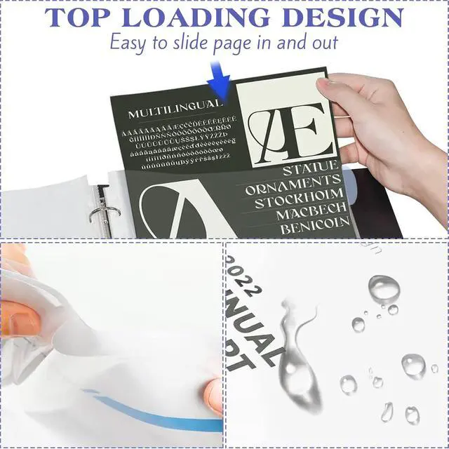 Alt view image 5 of 7 - Binder Dividers & Sheet Protectors for 2/3/4 Ring Binder - 3 Sets of 24 Pack A4 Plastic Sleeves with 8 Tab Binder Sleeves, Clear Page Protectors for School, Home & Office Organization