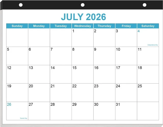 Alt view image 2 of 7 - 2026-2027 Calendar for 3 Ring Binder - Desk Calendar 2026-2027 from July 2026 - December 2027, 18 Months Calendar with Premium Paper, 3-Hole Calendar, 8.5" x 11", Blue