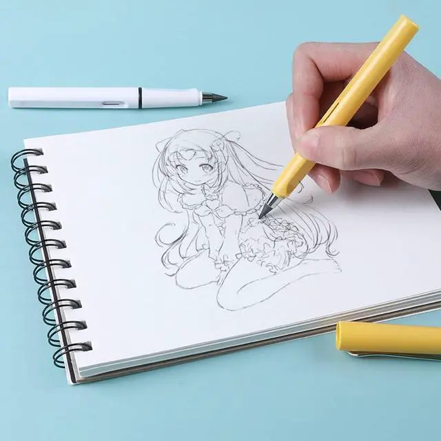 Alt view image 4 of 6 - Infinity Forever Pencil - 0.7mm Infinite Everlasting Metal Inkless Pencils Set with Eraser, No Need Sharpened, Replace Mechanical Pen for Sketch, Drawing and Writing8Pcs Black + White