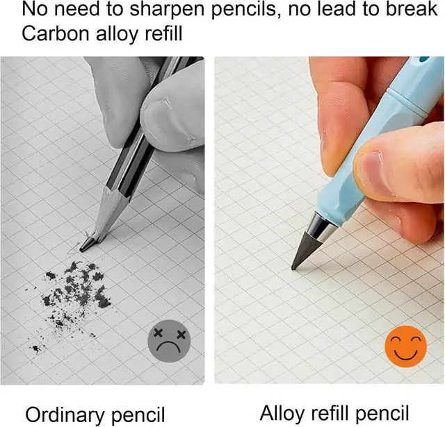 Alt view image 2 of 6 - Infinity Forever Pencil - 0.7mm Infinite Everlasting Metal Inkless Pencils Set with Eraser, No Need Sharpened, Replace Mechanical Pen for Sketch, Drawing and Writing8Pcs Black + White