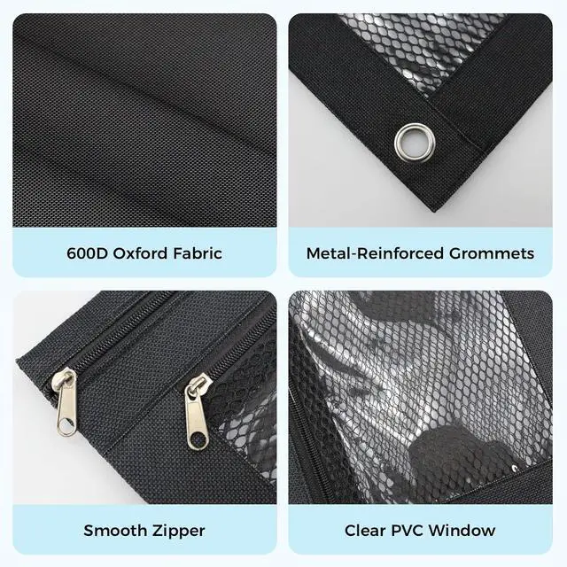 Alt view image 4 of 7 - Pencil Pouch for 3 Ring Binder, Pencil Case Bag with Zipper, 600D Fabric Pencil Pouch Holder Accessories, Clear Window Pencil Case Aesthetic Back to School Organizer Pockets for Boy Girl (Black)