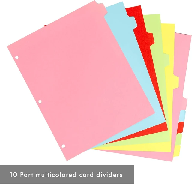 Alt view image 4 of 7 - 10 Part Dividers 1 Pack of 10 Tabbed Set for 3-Ring Binder, Page Separators for Home, Office, School Organization 8.5 x 11 Inches Pastel Colors