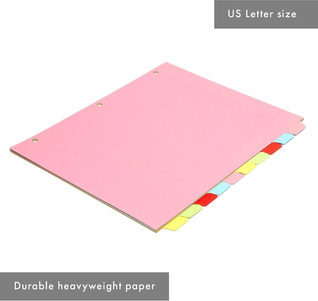 Alt view image 3 of 7 - 10 Part Dividers 1 Pack of 10 Tabbed Set for 3-Ring Binder, Page Separators for Home, Office, School Organization 8.5 x 11 Inches Pastel Colors