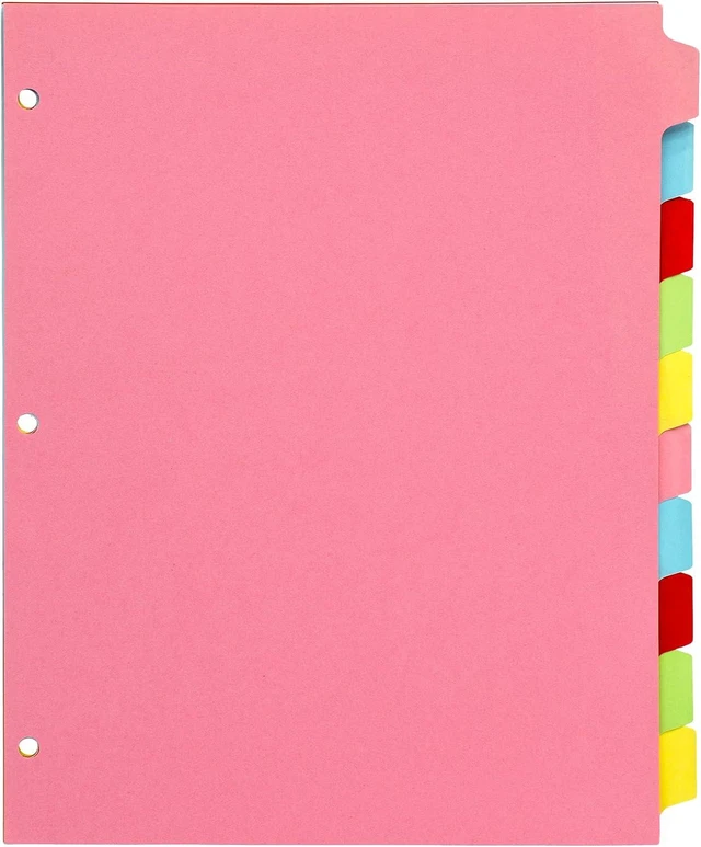 Alt view image 7 of 7 - 10 Part Dividers 1 Pack of 10 Tabbed Set for 3-Ring Binder, Page Separators for Home, Office, School Organization 8.5 x 11 Inches Pastel Colors