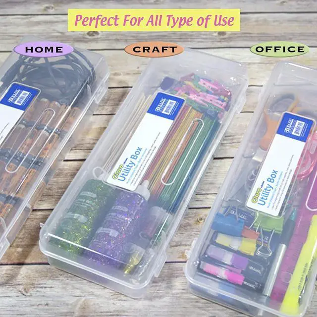 Alt view image 2 of 7 - Clear Ruler-Length Pencil Box | 13 3/8 x 5 3/8 x 2 1/2 in; snap-latch lid for long supplies
