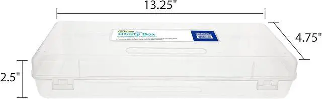 Alt view image 4 of 7 - Clear Ruler-Length Pencil Box | 13 3/8 x 5 3/8 x 2 1/2 in; snap-latch lid for long supplies