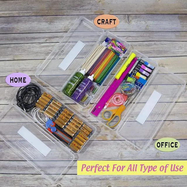Alt view image 3 of 7 - Clear Ruler-Length Pencil Box | 13 3/8 x 5 3/8 x 2 1/2 in; snap-latch lid for long supplies