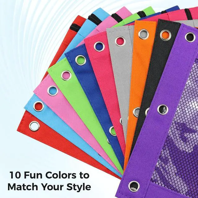 Alt view image 7 of 7 - Pencil Pouch for 3 Ring Binder, Pencil Case with Zipper, 600D Fabric Pencil Pouch Bag Holder Accessories, Clear Window Pencil Case Aesthetic Back to School Organizer Pockets for Boy Girl (Hot Pink)