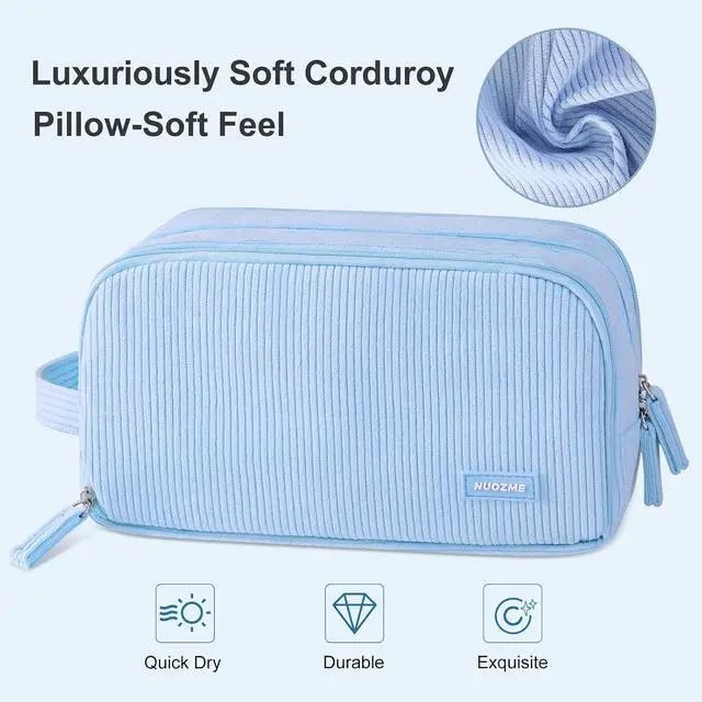 Alt view image 4 of 7 - Cute Pencil Case Pouch Big Pencil bag For Girls boy kids College | Soft Corduroy Large Capacity 3 Compartment,Aesthetic Pen Case Pouch Crayon Marker Bag with Handle For School Art(Beige)
