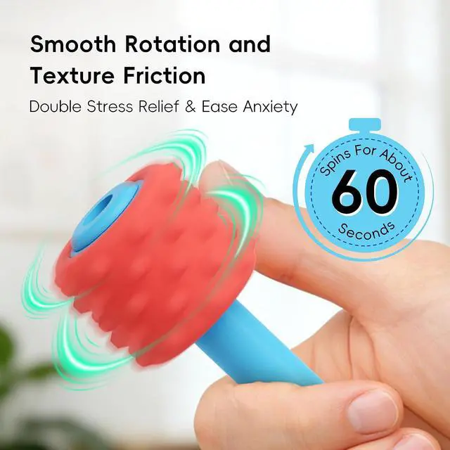 Alt view image 2 of 7 - 4 in 1 Pencil Fidgets for ADHD & Autism Anxiety Relief,60s Continuous Spin Pencil Topper with Textured Spinners,Silent Sensory Stress Relief Tool for Focus & Calm,Fidget Pen Flipper for Home&Classroom