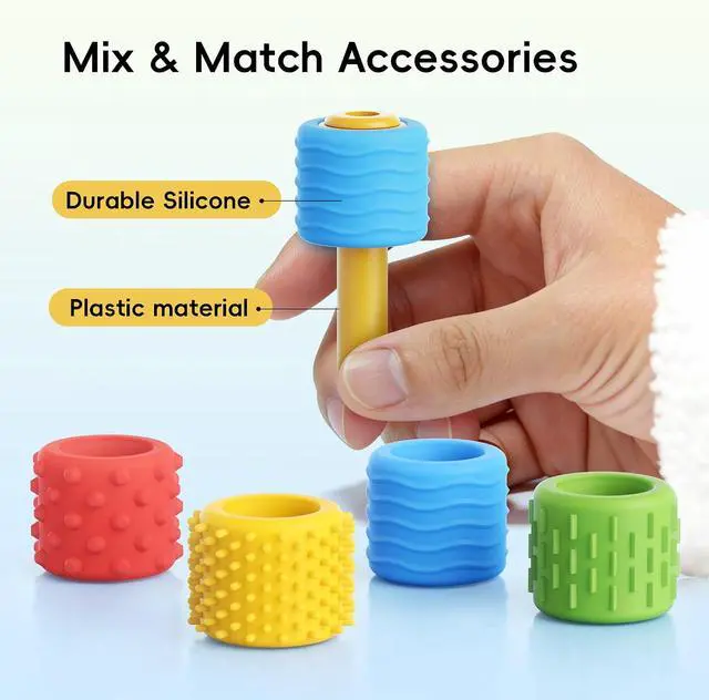 Alt view image 5 of 7 - 4 in 1 Pencil Fidgets for ADHD & Autism Anxiety Relief,60s Continuous Spin Pencil Topper with Textured Spinners,Silent Sensory Stress Relief Tool for Focus & Calm,Fidget Pen Flipper for Home&Classroom